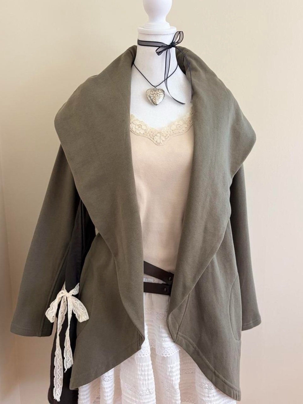 NWOT fairy goblin sweater cloak jacket green boho whimsy witchy wrap Wild Skye S